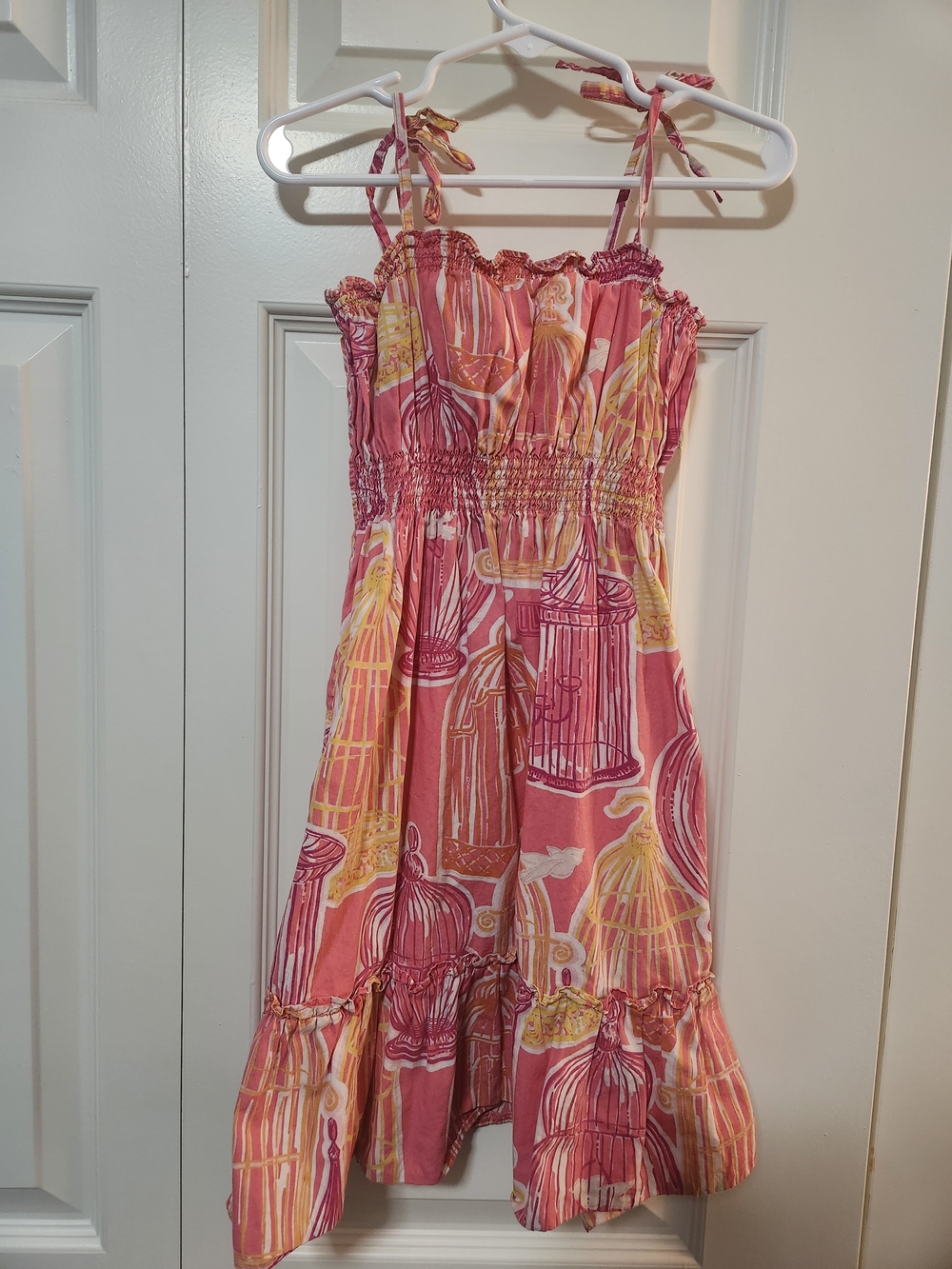 Lilly Pulitzer Pink and Yellow Birdcage Print Sundress Vacation Summer Fun Sun